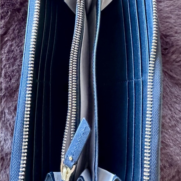 Tumi Black Zip Around Wallet with Gold Accent - Picture 2 of 6